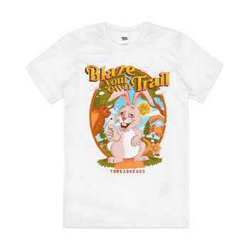 Blaze Your Own Trail Funny Weed Slogan Cotton T-Shirt White Size M