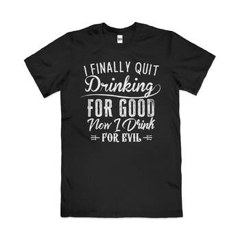 Drink for Evil Funny Beer Party Alcohol Cotton T-Shirt Black Size S
