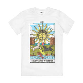 The Dog Days of Summer Tarot Card Artsy Cotton T-Shirt White Size S