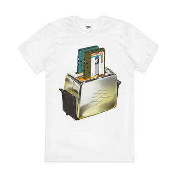 Bread of Music Toaster Cassette Funny Cotton T-Shirt White Size S