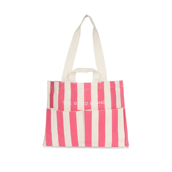 The Good Brand Women's Cotton Everyday Tote Bag 40cm - Hot Pink Stripe