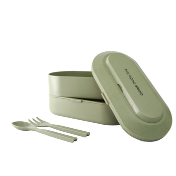 The Good Brand 2-Layer Wheat Straw Bento Box 12cm - Sage