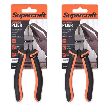 2PK Supercraft Side Cutting Nose Pliers Soft Grip 165mm Cr-Ni Steel