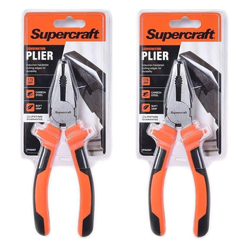 2PK Supercraft Combination Stub Nose Soft Grip Carbon Steel Pliers 175mm