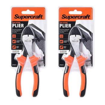 2PK Supercraft Side Cutting Nose Pliers Carbon Steel 175mm Soft Grip