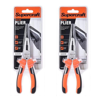 2PK Supercraft Long Nose Pliers Carbon Steel 200mm Soft Grip