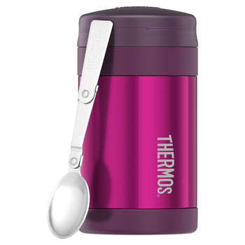 Thermos Vacuum Insulated Food Jar Pink Portable Travel Mug 470ml 