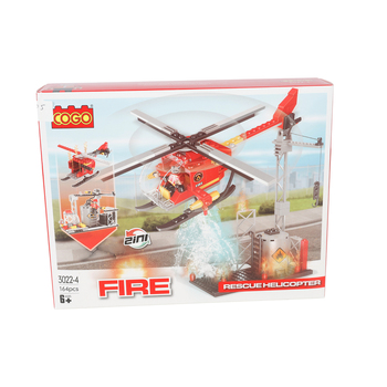 164pc Toylife 26cm Fire Rescue Helicopter 2in1 Build Blocks Toy Set Kids 6+