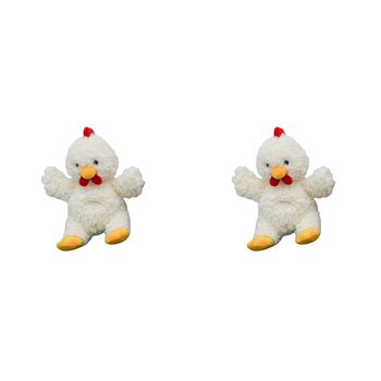 2PK Urban Products Curly 18cm Chicken Soft Fabric Animal Plush Toy - White 0M+