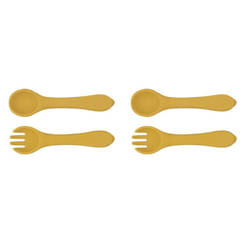 2PK Urban Products 13.5cm Silicone My First Cutlery Kids/Children - Mustard 6M+