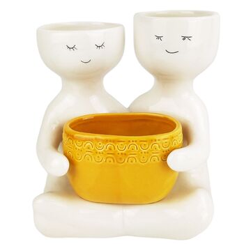 Urban 21cm Friends Holding a Pot Ceramic Planter Large - Mustard