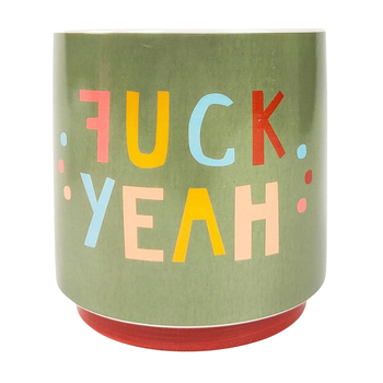 Urban 13cm Funky Quote fu*k Yeah Ceramic Planter Garden Pot - Green