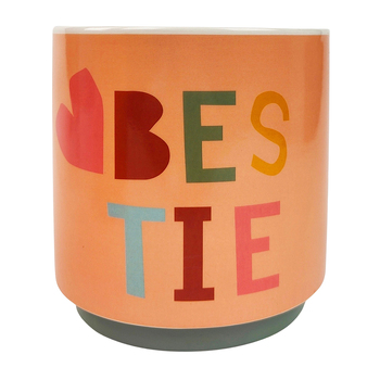 Urban 13cm Funky Quote Bestie Ceramic Planter Garden Plant Pot - Beige