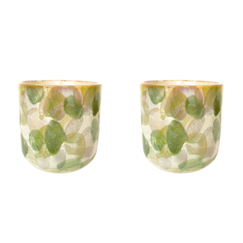 2PK Urban Products 13cm Ceramic Della Artisan Planter Home/Garden Decor - Green