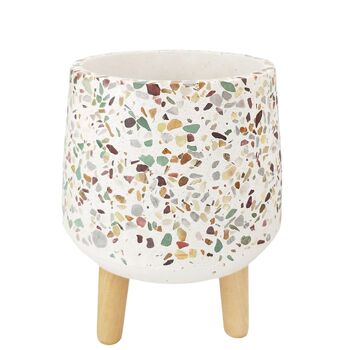 Urban 20cm Terrazzo Planter w/ Legs Garden Pot - Green/Mustard