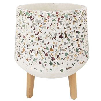 Urban 25cm Terrazzo Planter w/ Legs Garden Pot - Green/Mustard