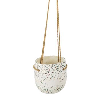 Urban 16cm Terrazzo Hanging Planter Garden Pot - Green/Mustard