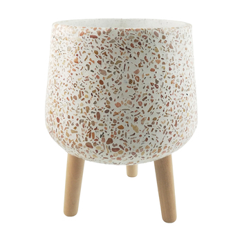 Urban 25cm Terrazzo Planter w/ Legs Garden Pot - Orange/Pink