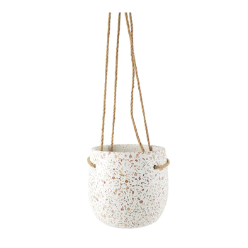 Urban 16cm Terrazzo Hanging Concrete Planter - Orange/Pink