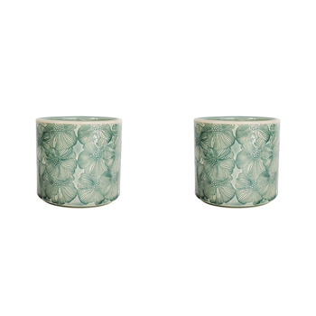 2PK Urban Products Etched Flower Planter Turquoise 12cm