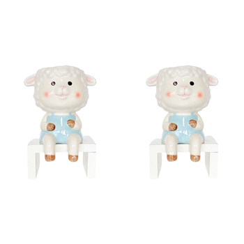 2PK Urban Products Sitting Sheep Planter White Light Blue