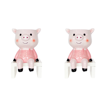 2PK Urban Products Sitting Pig Planter Light Pink Pink 14cm