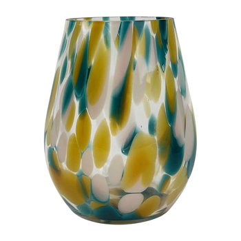 Urban Tommy Speckle 17cm Glass Flower Vase Medium - Blue/Beige 