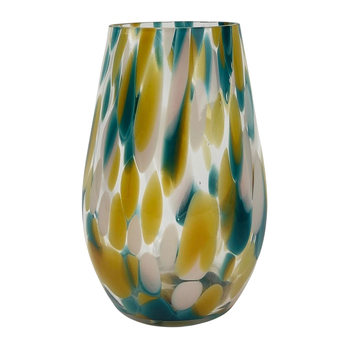 Urban Tommy Speckle 24cm Glass Flower Vase Large - Blue/Beige