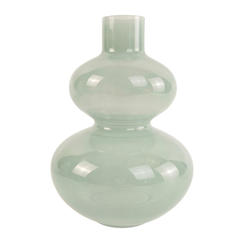 Urban Jasyln 18cm Frosted Double Ring Glass Flower Vase - Sage