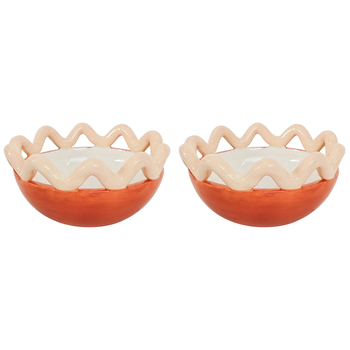 2PK Urban Products Halcyon Home Decor Wave Bowl Orange 13cm