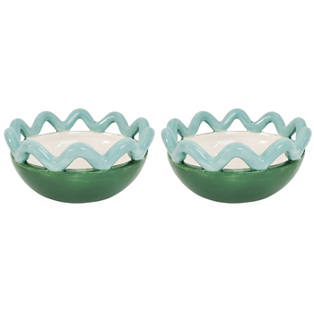 2PK Urban Products Halcyon Home Decor Wave Bowl Green 13cm