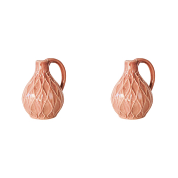 2PK Urban Products Diamond Jug Flower Vase Home Decor Salmon 14cm