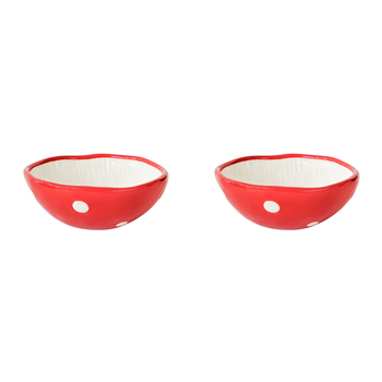 2PK Urban Products Toadstool Ceramic Kitchen Bowl Red 15cm