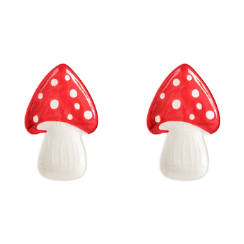 2PK Urban Products Toadstool Ceramic Plate Holder Red 18cm