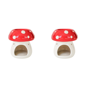 2PK Urban Products Toadstool Ceramic Oil Burner Red 11cm