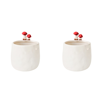 2PK Urban Products Toadstool Ceramic Planter White 11cm