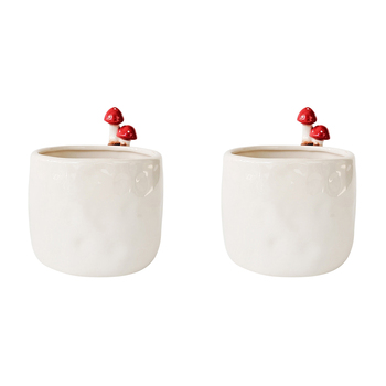 2PK Urban Products Toadstool Ceramic Planter White 13cm