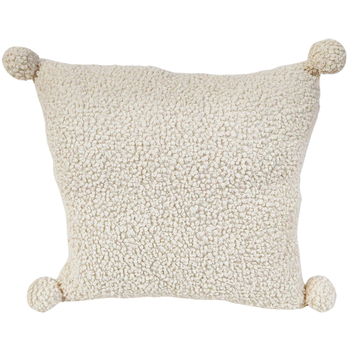 Urban Products Pom Poms Boucle Cushion Cream 40cm