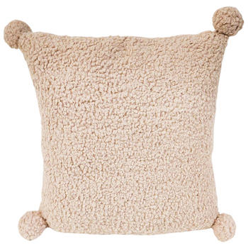 Urban Products Pom Poms Boucle Cushion Brown 40cm