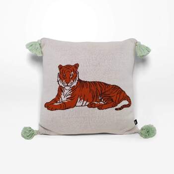 Rayell Kids Cushion Tiger Natural Cream 45x45cm Home Decor