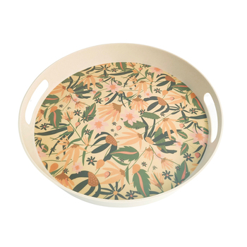 Urban 33cm Cassia Floral Round Tray Food Serving - Yellow