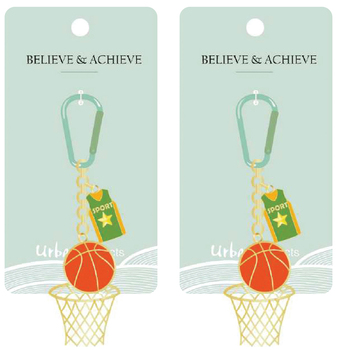 2PK Urban Products Basketball w/ Carabiner Keyring Accessory Green/Gold 12cm