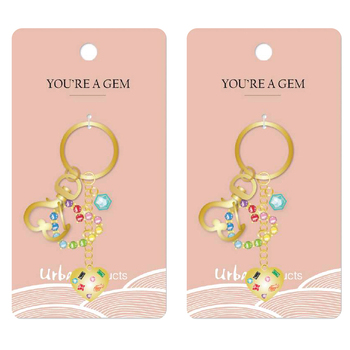 2PK Urban Products Gem Keyring/Keychain Accessory Colourful 12cm