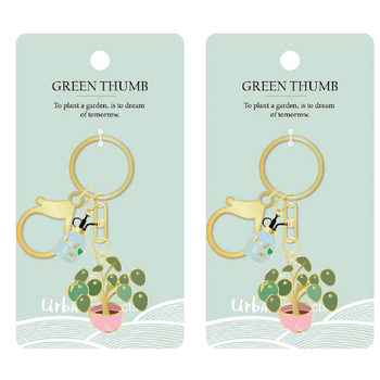 2PK Urban Products Green Thumb Keyring Accessory Green/Pink 12cm