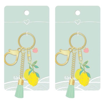 2PK Urban Products Lemons w/ Tassel Keyring Accessory Yellow/Green 12cm