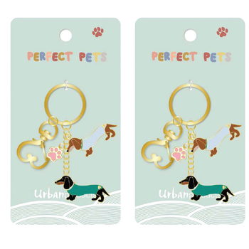 2PK Urban Products Sausage Dogs Keyring/Keychain Accessory Colourful 12cm