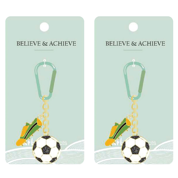 2PK Urban Products Soccer w/ Carabiner Keyring Accessory Black/Yellow 12cm