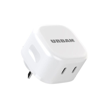 Urban 45W PD+PPS+GaN Dual AC Charger Adapter For iPhone 15/Samsung S24 WHT