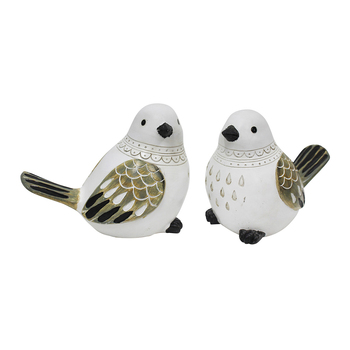 LVD 2pc Resin 18cm Birds Home Decorative Figurine Set - White Wash