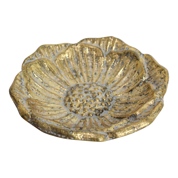 LVD Metal 17.5cm Flower Trinket Plate Dish Decor - Gold